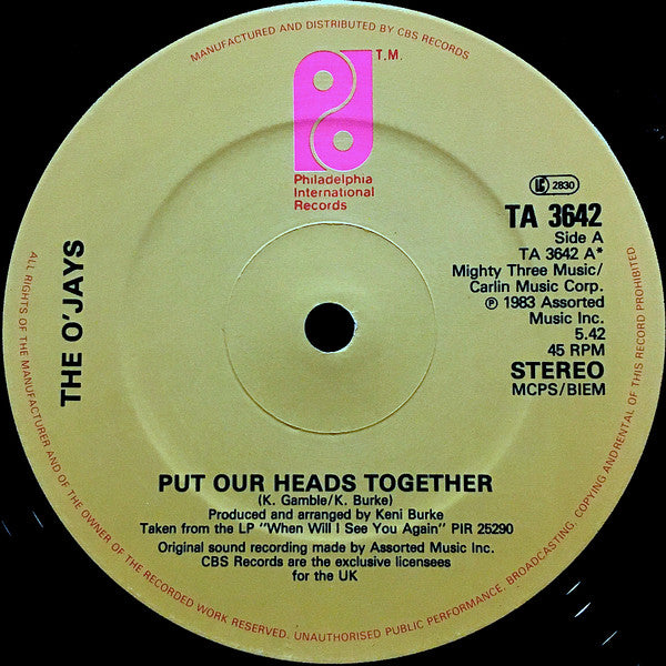 The O'Jays : Put Our Heads Together (12", Pic)