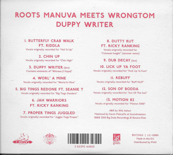 Roots Manuva Meets Wrongtom : Duppy Writer (CD, Album, Car)