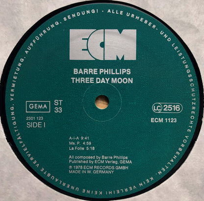 Barre Phillips : Three Day Moon (LP, Album)