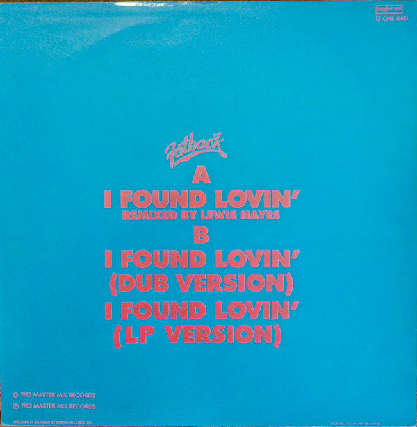 The Fatback Band : I Found Lovin' (12")