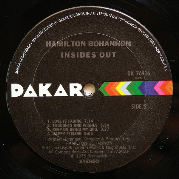 Bohannon* : Insides Out (LP, Album, Pit)