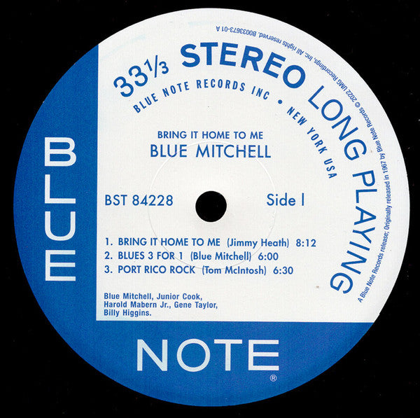 Blue Mitchell : Bring It Home To Me (LP, Album, RE, 180)