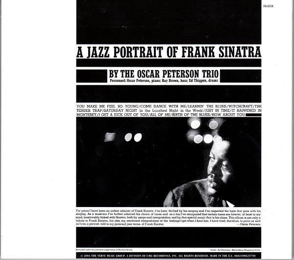 The Oscar Peterson Trio : A Jazz Portrait Of Frank Sinatra (CD, Album, Ltd, RE, RM, Dig)