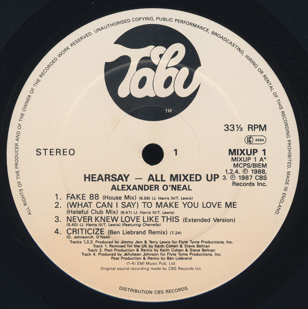 Alexander O'Neal : Hearsay - All Mixed Up (LP, Album)