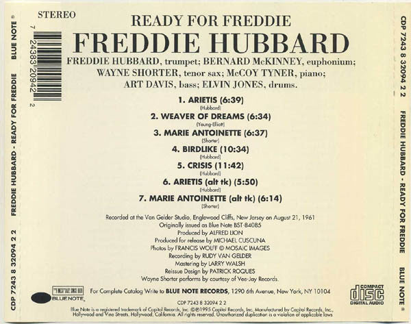 Freddie Hubbard : Ready For Freddie (CD, Album, Ltd, RE, RM)