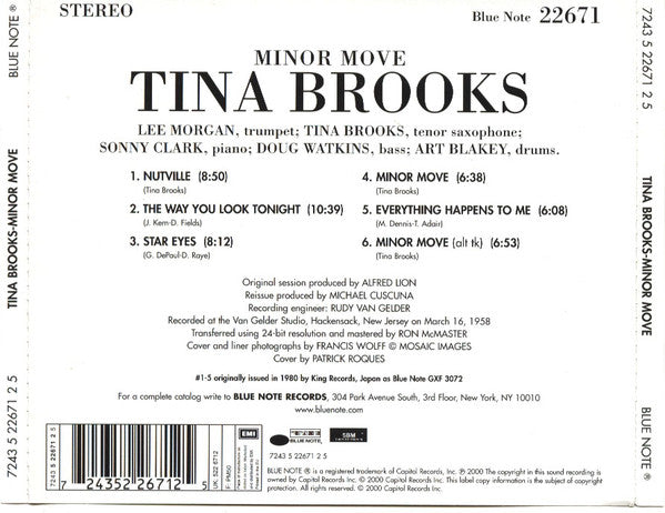 Tina Brooks : Minor Move (CD, Album, Ltd, RE, RM)