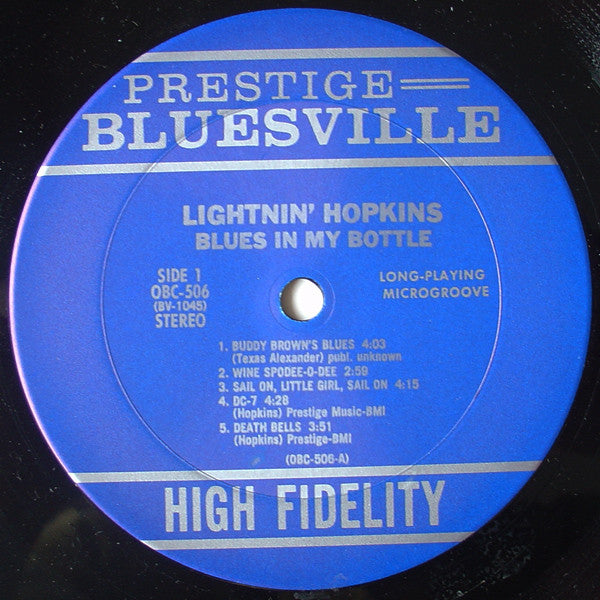 Lightnin' Hopkins : Blues In My Bottle (LP, Album, RE)