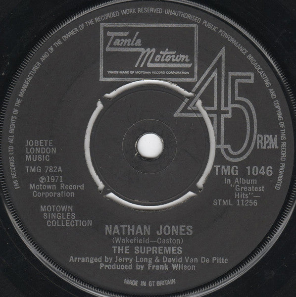 The Supremes : Stoned Love / Nathan Jones (7", Single)