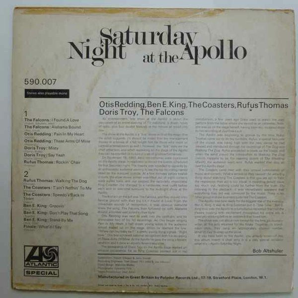 Various : Saturday Night At The Apollo (LP, Comp, RE)