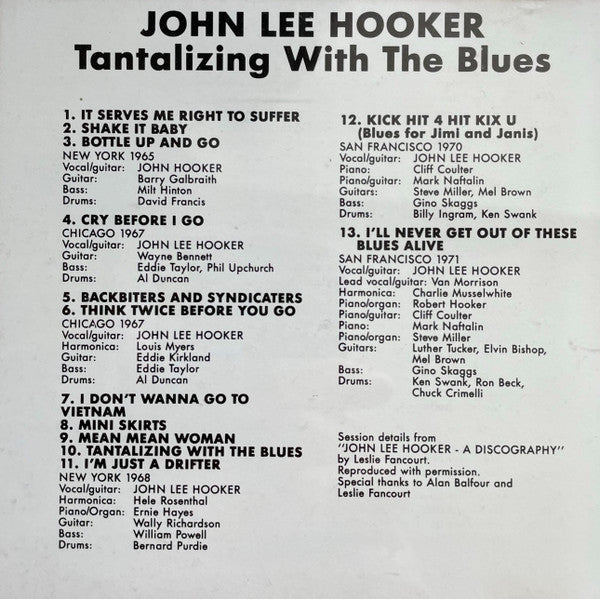 John Lee Hooker : Tantalizing With The Blues (CD, Comp, RE, Dis)