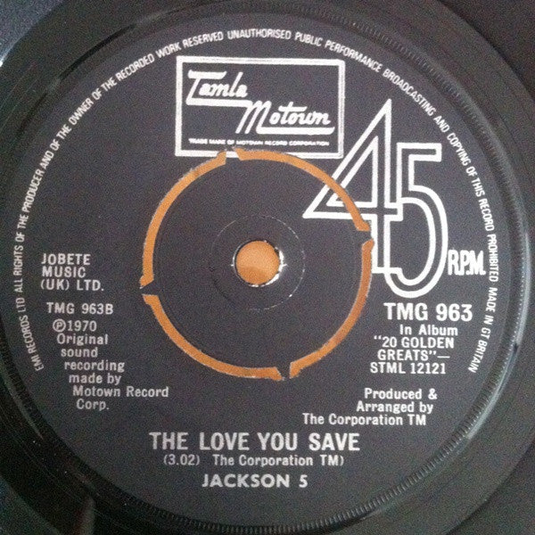 The Jackson 5 : I Want You Back / The Love You Save (7", Single, Pus)