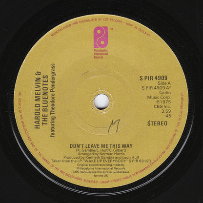 Harold Melvin & The Bluenotes* Featuring Theodore Pendergrass* : Don't Leave Me This Way (7", Single, Sol)