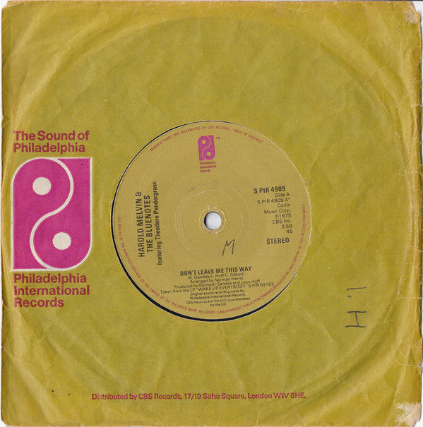 Harold Melvin & The Bluenotes* Featuring Theodore Pendergrass* : Don't Leave Me This Way (7", Single, Sol)