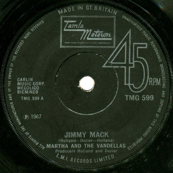 Martha And The Vandellas* : Jimmy Mack (7", Single, RE, Sol)