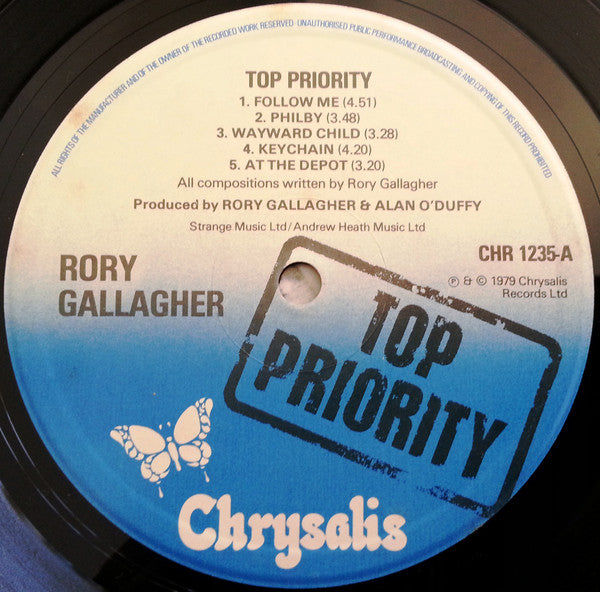 Rory Gallagher : Top Priority (LP, Album, Red)