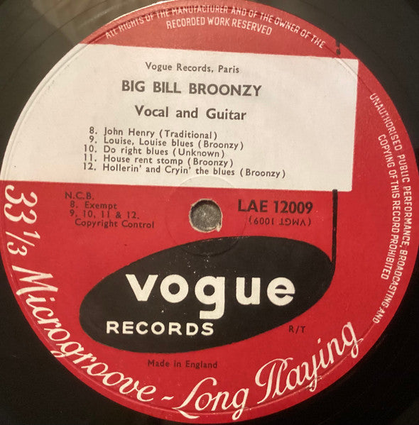 Big Bill Broonzy : Big Bill Blues (LP, Album)