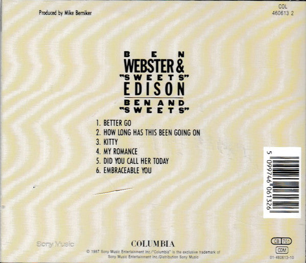 Ben Webster & Harry Edison : Ben And "Sweets" (CD, Album, RE, RM)