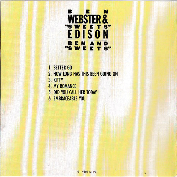 Ben Webster & Harry Edison : Ben And "Sweets" (CD, Album, RE, RM)