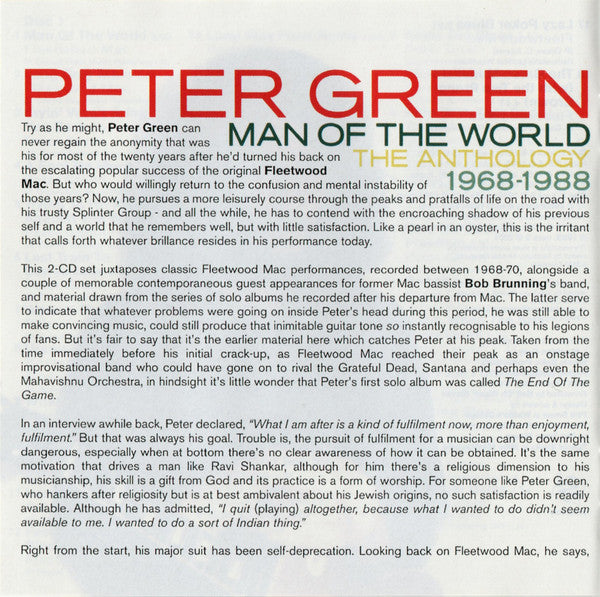 Peter Green (2) : Man Of The World - The Anthology 1968-1988 (2xCD, Comp, RM)