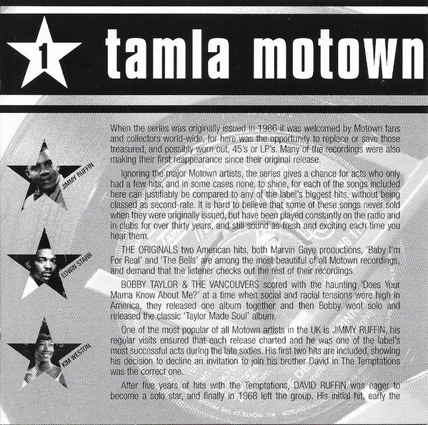 Various : Tamla Motown Big Hits & Hard To Find Classics (Volume One) (CD, Comp, RE, Dis)