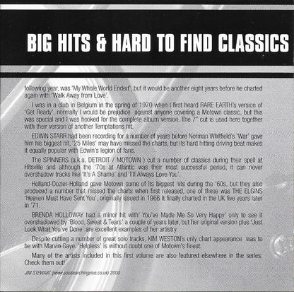 Various : Tamla Motown Big Hits & Hard To Find Classics (Volume One) (CD, Comp, RE, Dis)