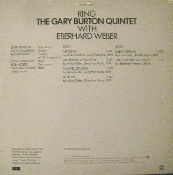 The Gary Burton Quintet* with Eberhard Weber : Ring (LP, Album)