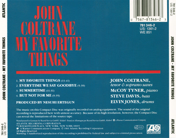 John Coltrane : My Favorite Things (CD, Album, RE, RM)