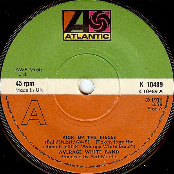 Average White Band : Pick Up The Pieces (7", Single, Sol)