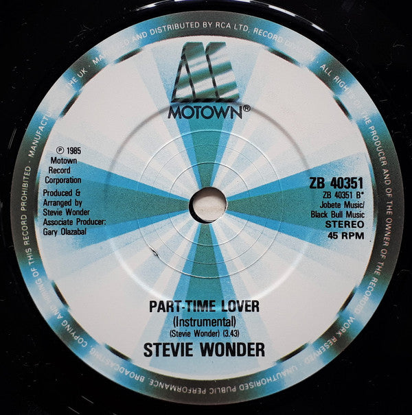 Stevie Wonder : Part-Time Lover (7", Single)