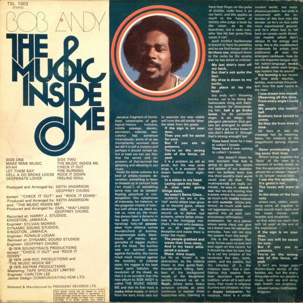 Bob Andy : The Music Inside Me (LP, Album)