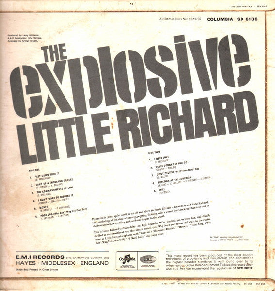 Little Richard : The Explosive Little Richard (LP, Album, Mono)