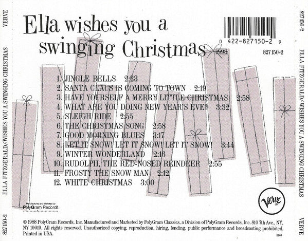 Ella Fitzgerald : Ella Wishes You A Swinging Christmas (CD, Album, RE, RM)