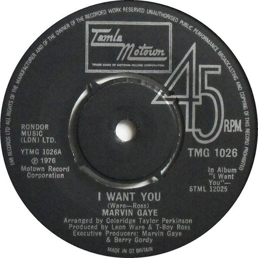 Marvin Gaye : I Want You (7", Single)