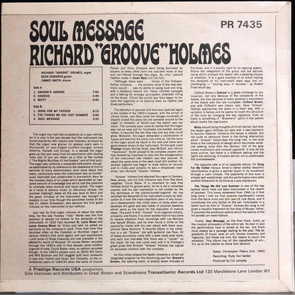 Richard "Groove" Holmes : Soul Message (LP, Album)