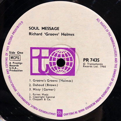 Richard "Groove" Holmes : Soul Message (LP, Album)