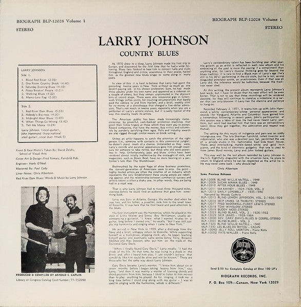 Larry Johnson (6) : Country Blues (LP, Album)