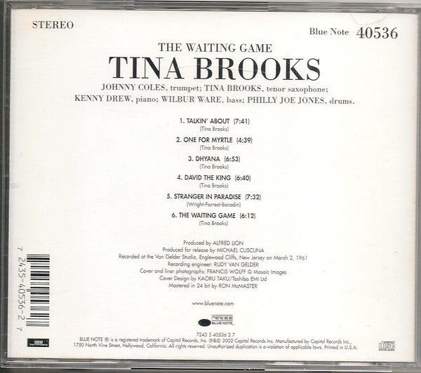 Tina Brooks : The Waiting Game (CD, Album, Ltd, RE)