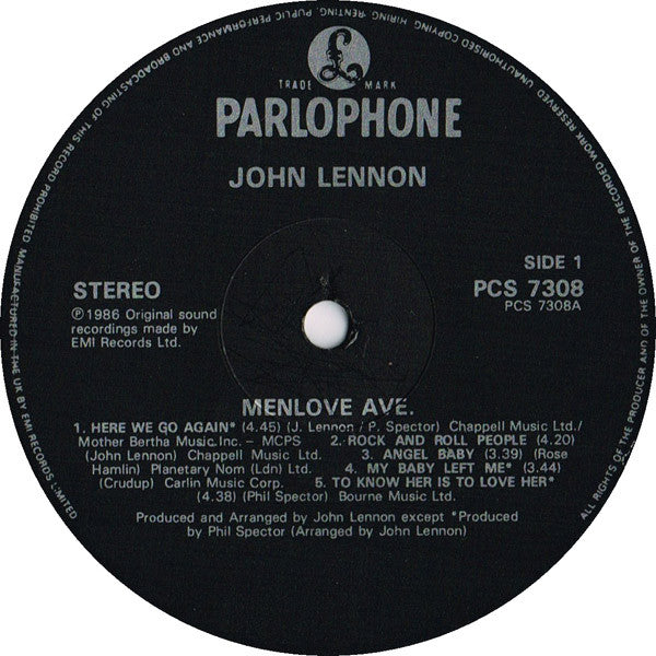 John Lennon : Menlove Ave (LP, Album)