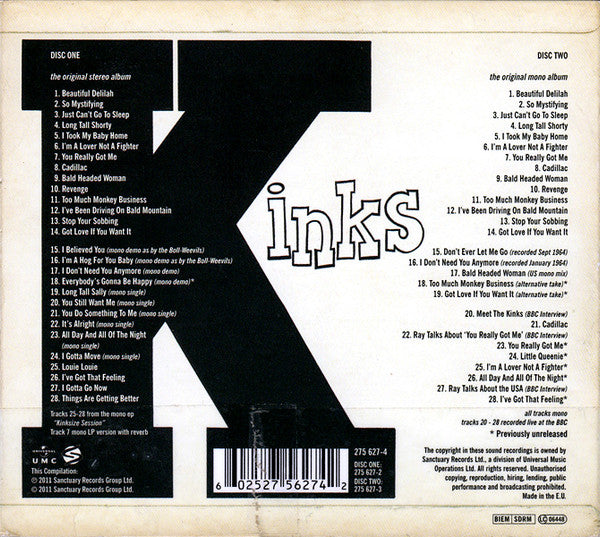 The Kinks : Kinks (CD, Album, RE, RM + CD, Album, Mono, RE, RM + Dlx)