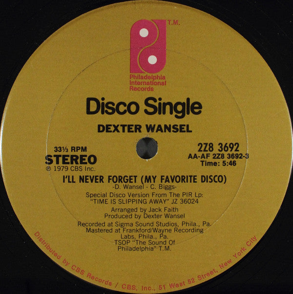 Dexter Wansel : I'll Never Forget (My Favorite Disco) (12", Single)