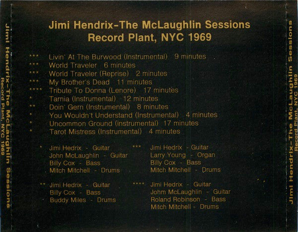 Jimi Hendrix : The McLaughlin Sessions Record Plant, NYC 1969 (CD, Unofficial)