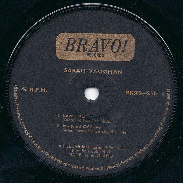 Sarah Vaughan : Sarah Vaughan (7", EP)