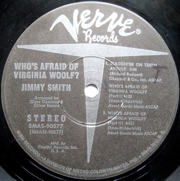 Jimmy Smith : Who's Afraid Of Virginia Woolf? (LP, Album, Club, RE)