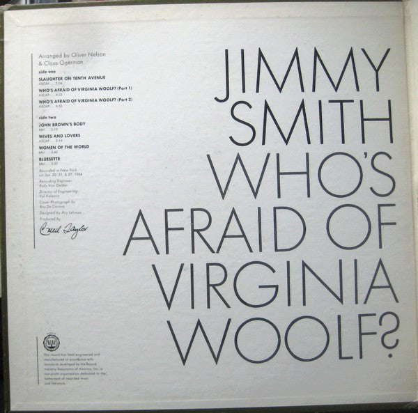 Jimmy Smith : Who's Afraid Of Virginia Woolf? (LP, Album, Club, RE)