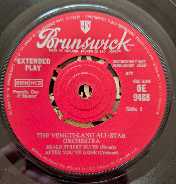 Eddie Lang-Joe Venuti And Their All Star Orchestra : The Venuti-Lang All-Star Orchestra (7", EP, Fou)