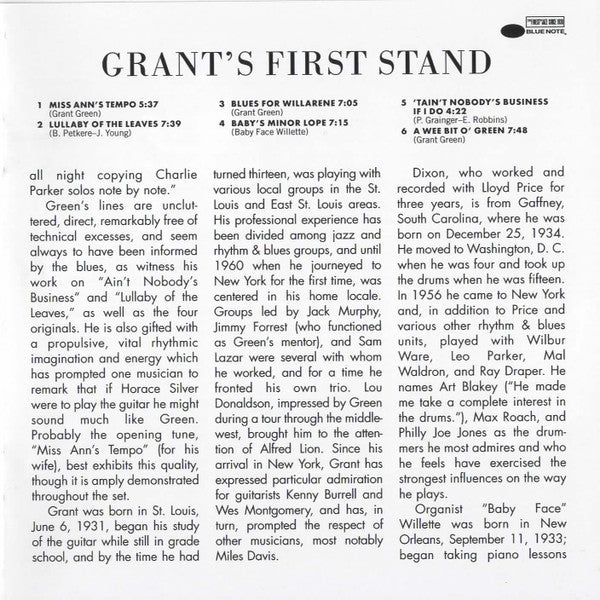 Grant Green : Grant's First Stand (CD, Album, RE, RM)