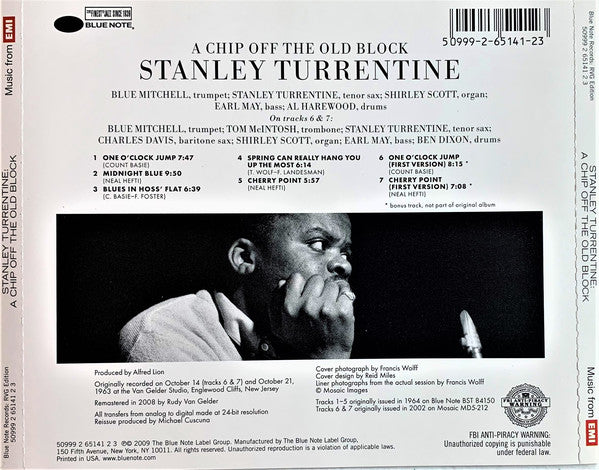 Stanley Turrentine : A Chip Off The Old Block (CD, Album, RE, RM)