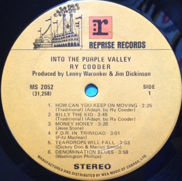 Ry Cooder : Into The Purple Valley (LP, Album, RP, Gat)