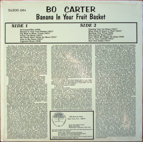 Bo Carter : Banana In Your Fruit Basket (Red Hot Blues 1931-36) (LP, Comp)