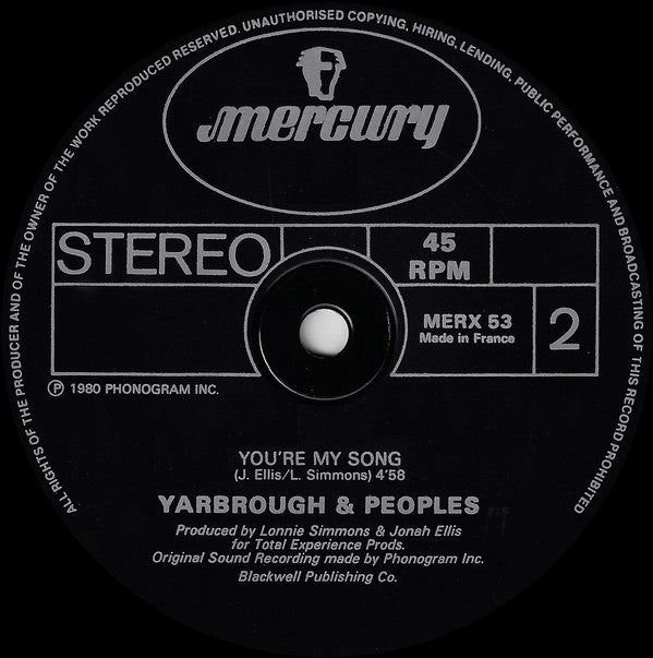 Yarbrough & Peoples : Don't Stop The Music / You're My Song (12", Bla)